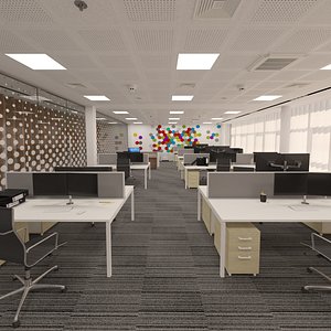 3D open space office interior