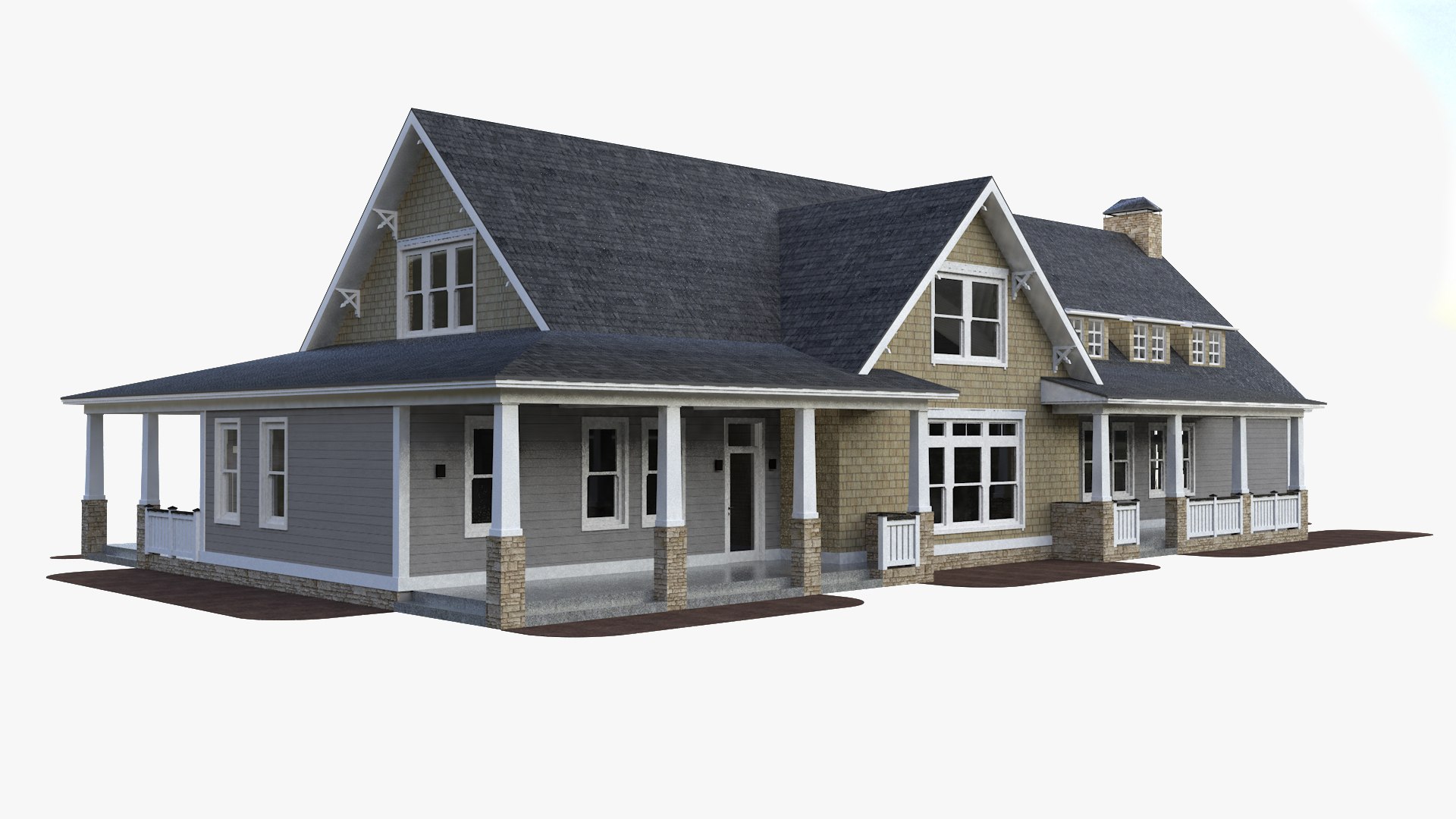 American Suburban House 3D Model - TurboSquid 1797247