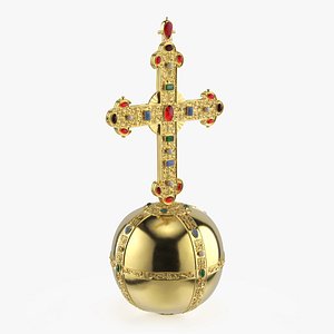 3D model Sleek Religious Orb with Cross Gold