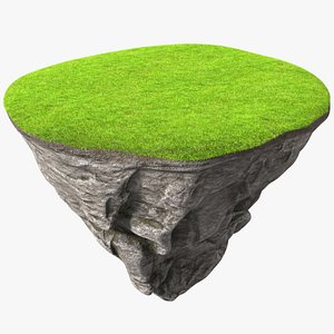 Rock Round Cross Section with Green Grass Fur model