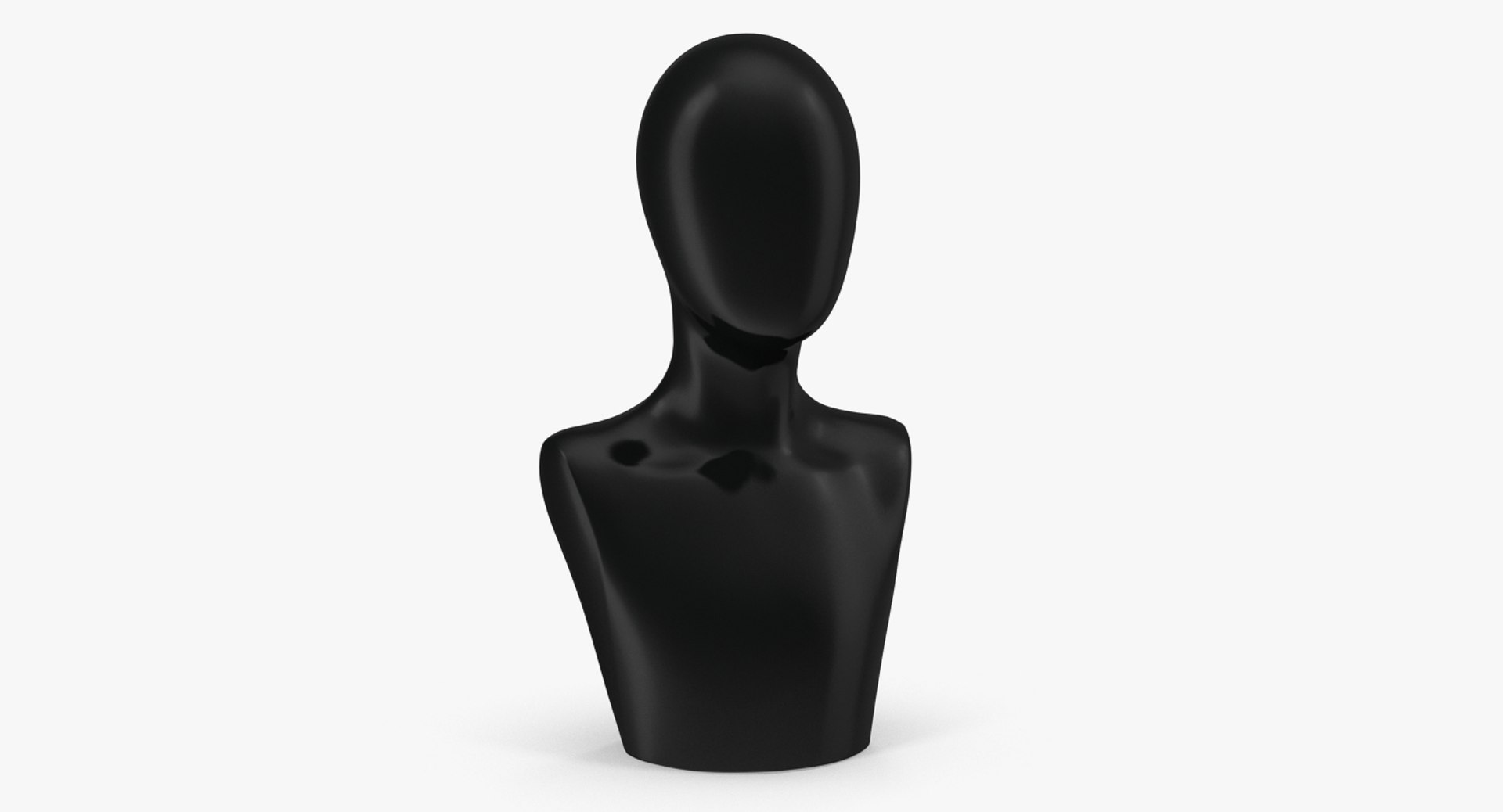 Female Plastic Abstract Mannequin Head Black 3D model preview