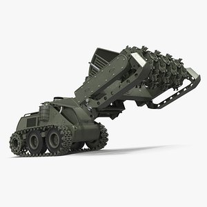 Unmanned Engineering Vehicle for Demining Operations Military Green Rigged for Maya 3D model
