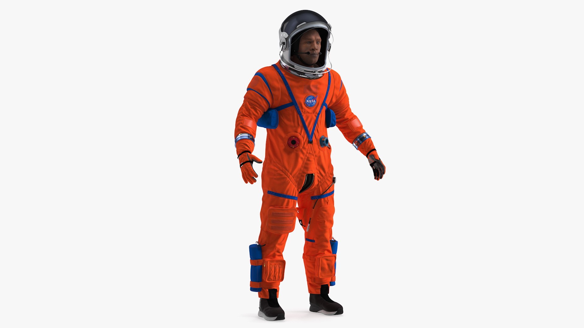 Astronaut in Advanced Crew Escape Suit Rigged for Cinema 4D 3D model preview