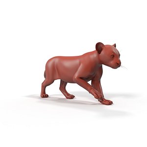 Panther Cub Wary Pose for 3D Print 3D model