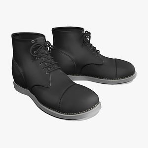 Men Black Lace-Up Ankle Boots 3D model
