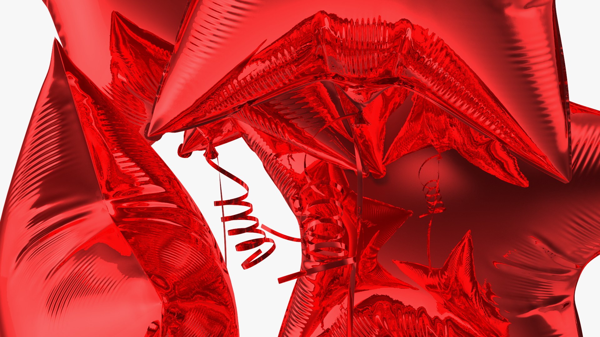 Star Shaped Red Balloons Tied to Gift Box 3D model - TurboSquid 1815190