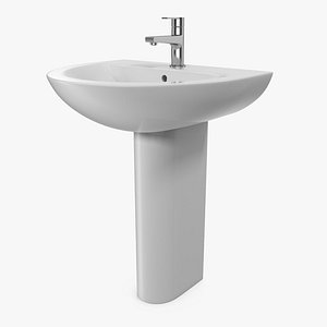 3D Pedestal Bathroom Sink with Faucet model