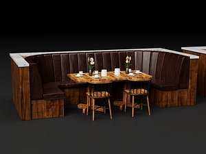 Modern Restaurant Booth Seating Banquette Pack PBR Game Ready