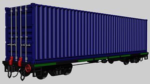 Indonesian Flatcar With Container Cargo 3D model