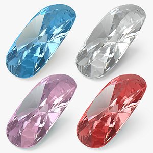 cushion cut diamonds set 3D model