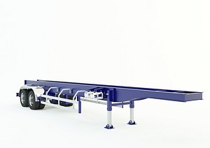 blue truck trailer 3D