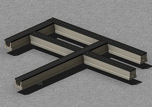 Urban Drainage System V100 Complete Modular Trench Drain Kit PBR Game Ready 3D model