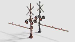 3D Railroad Crossing Gate with pbr textures
