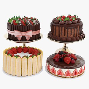 3D model Strawberry cake collection