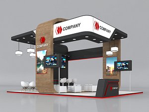 Exhibition Stand Booth Stall 8x7m Height 500cm 4 Side Open 3D