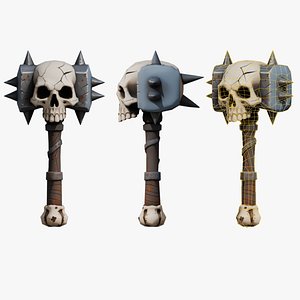 Stylized Skeleton Weapon - Deathknell Mace low-poly 3d model
