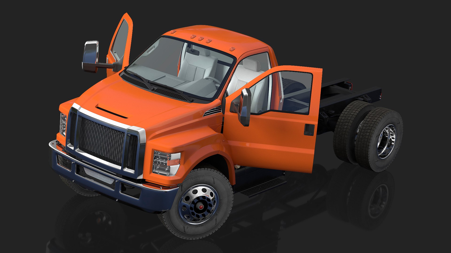 Crew Cab Chassis Truck Generic Rigged 3D model preview
