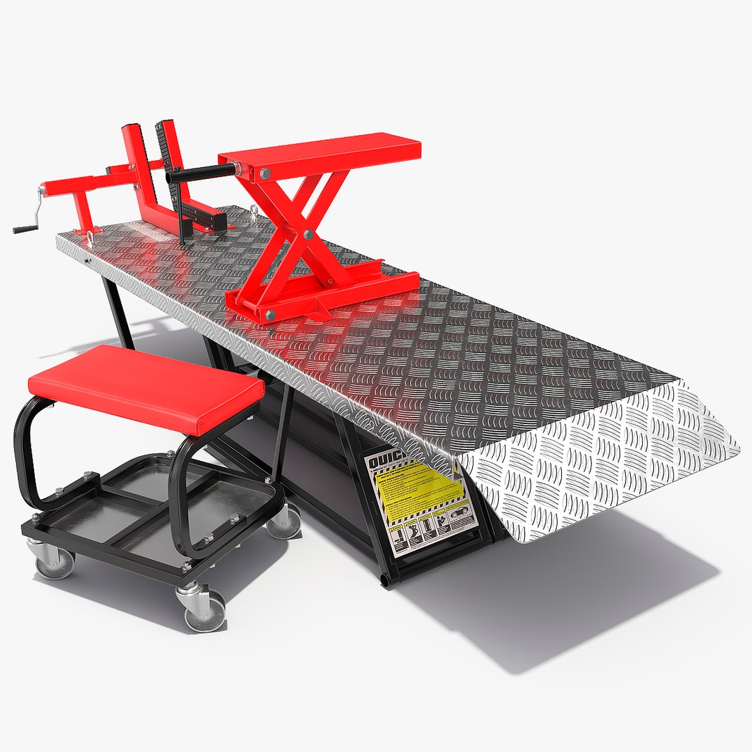QuickJack Motorcycle Lift Adapter Kit Rigged 3D model preview
