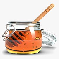 Glass Jar Of Honey With Dipper 2