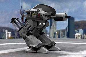 ed 209 robocop white 3d model