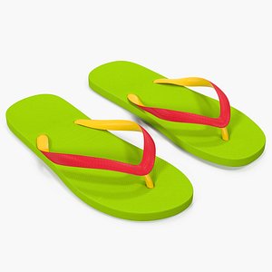 slim flip flops green 3D model