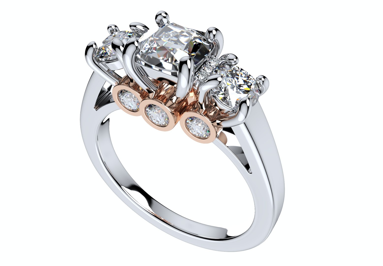 3D Cushion Side Round Diamonds Trilogy Ring Taper Shank-TCSRD-TP 3D Print Model model https://p.turbosquid.com/ts-thumb/Dd/k49ciL/fy/centercushionmixgoldtapershank1/jpg/1659531579/1920x1080/fit_q87/0d2c90a66f5399936ae2c6ea19f33e0409c80616/centercushionmixgoldtapershank1.jpg