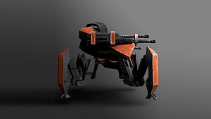 Sci-fi spider robot Game Ready Low-poly 3D rigged model 9 in 1