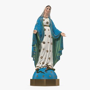 virgin mary statue painted 3D model