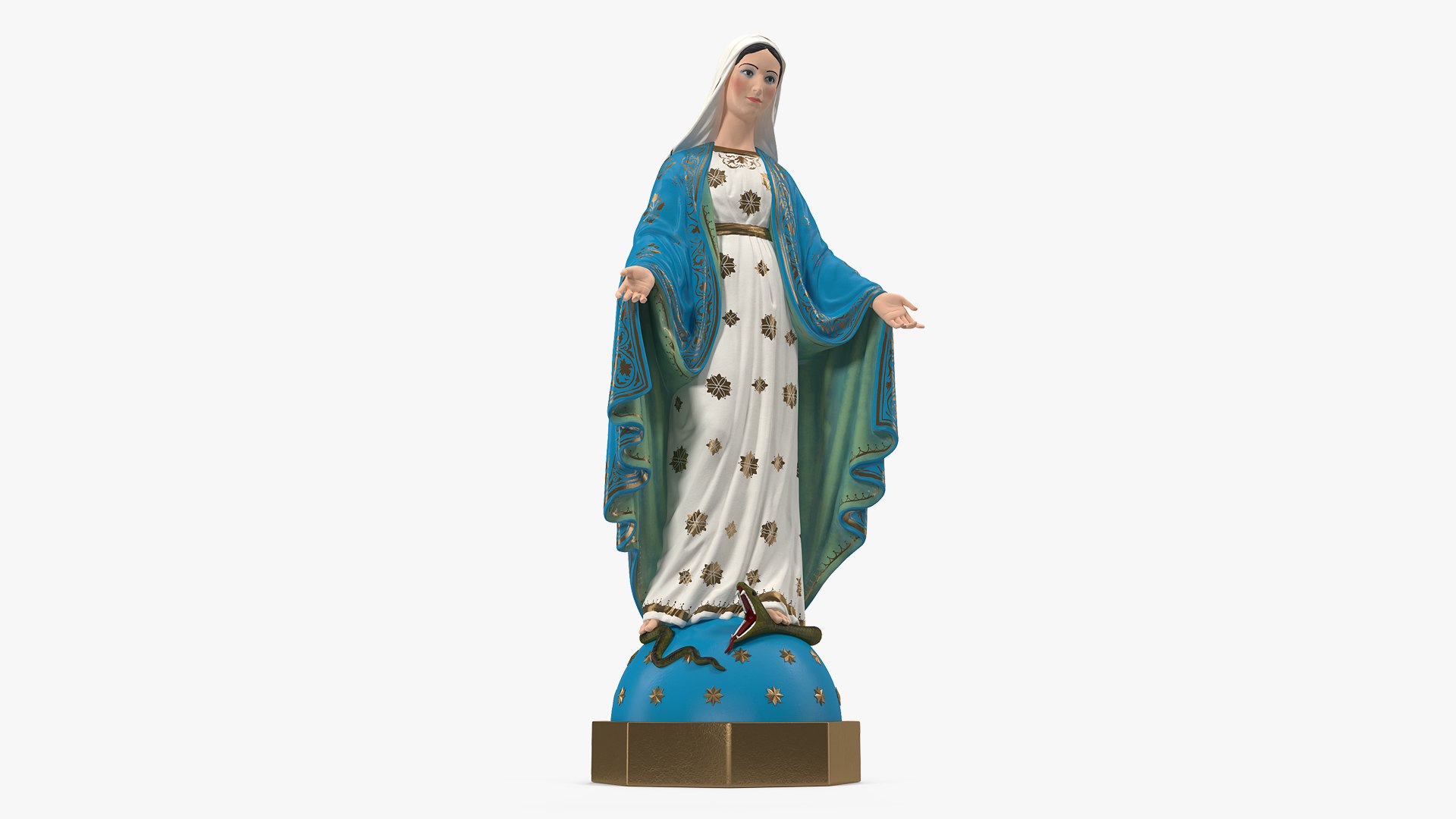 Virgin Mary Statue Painted 3D model preview