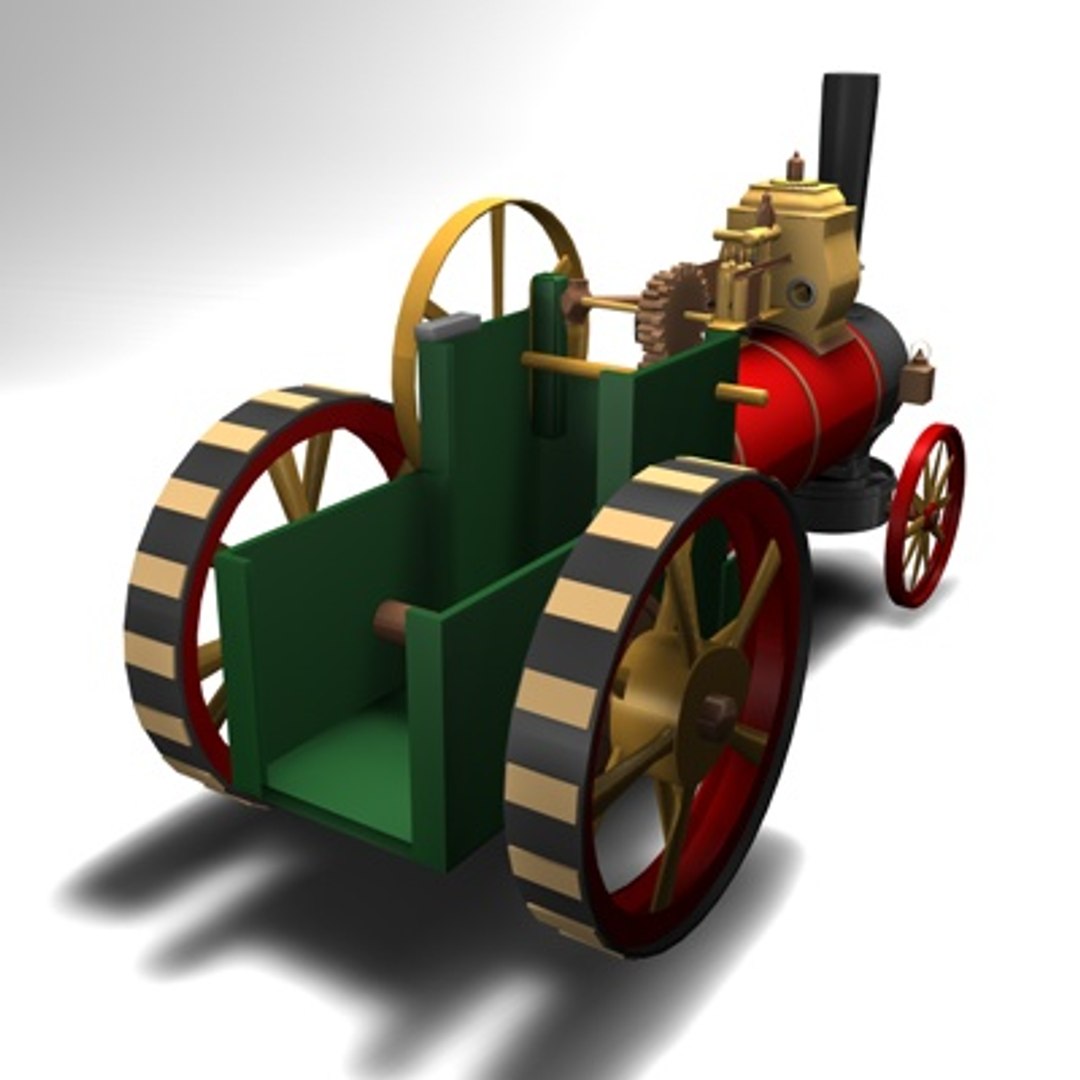 free old steam locomobile 3d model