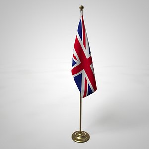 3D great britain flag pole