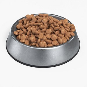 Pet Food Bowl Metal With Food B 3D