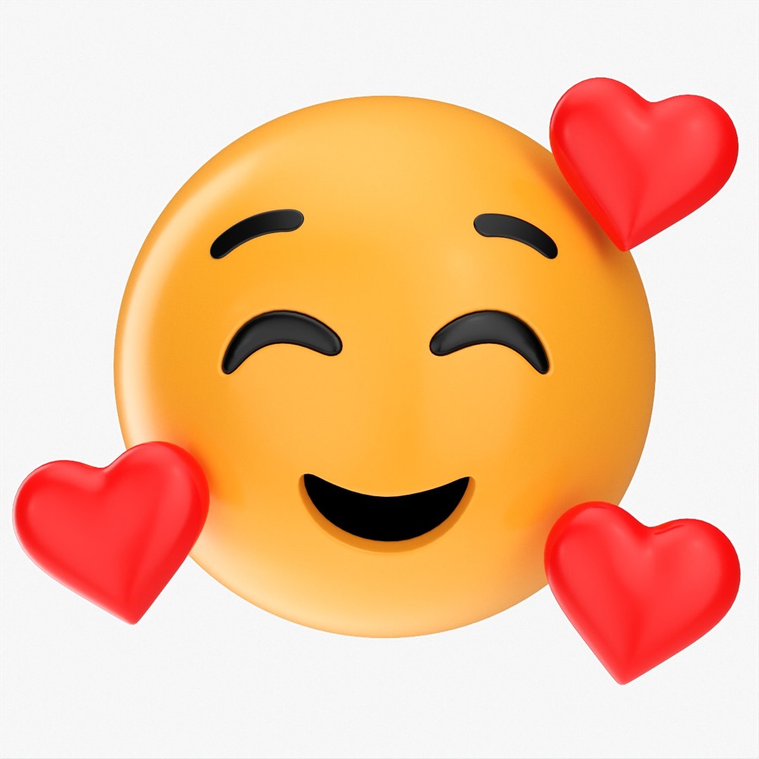 3D Emoji 005 Smiling with three hearts model - TurboSquid 1817509