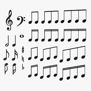 3d model musical notes symbols