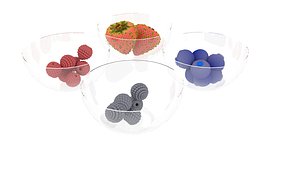 3D model berry set strawberry blueberry