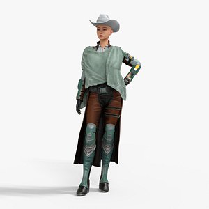 3D Cowgirl Outfit Clothing Low-poly 3D model model