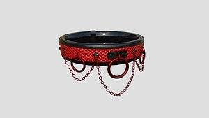 Choker Collar B08 Black Red - Character Design Punk Gothic 3D model