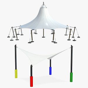 Tensile Structures Conical With Playground Shade 3D model