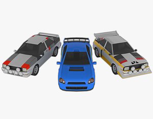 3 rally cars pack 3D model