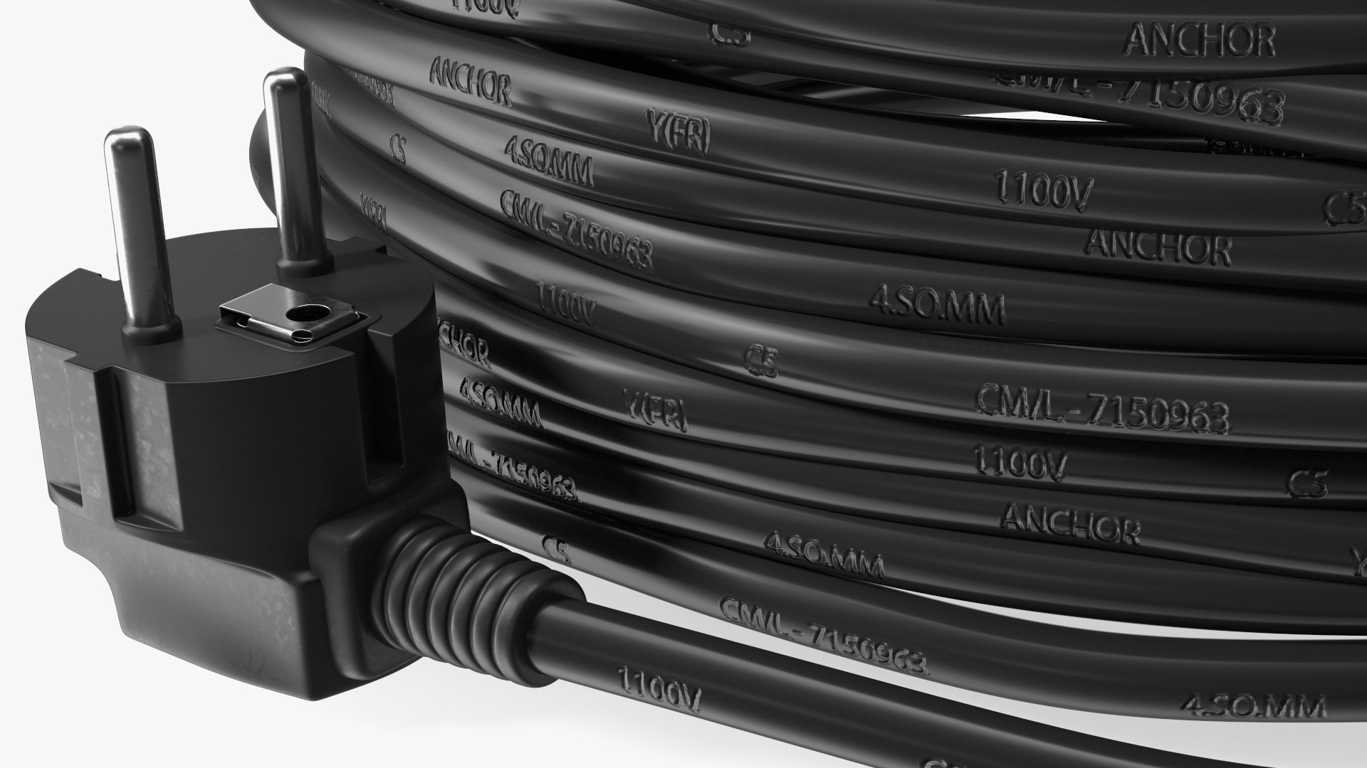 3D Electric Power Cable with CEE 7 AC Plug TurboSquid 1871158