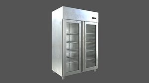 3D Double Glass Door Refrigerator Model