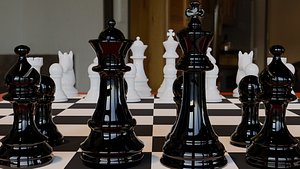 3D Classic Wooden Chess Board with Full Chess Set model