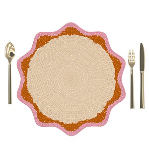 3D Raffia round table placemats colorful