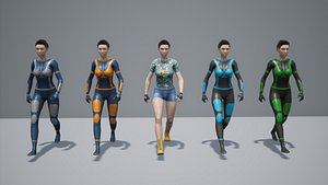 Cyber Girl Sci-Fi Modular Character Unreal Engine 4 Game Ready