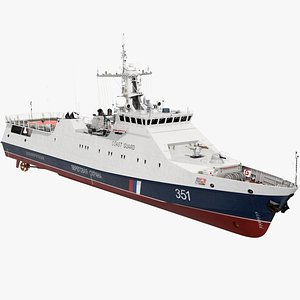 3D Russian Coast Guard Ship 22460 Okhotnik Rigged model
