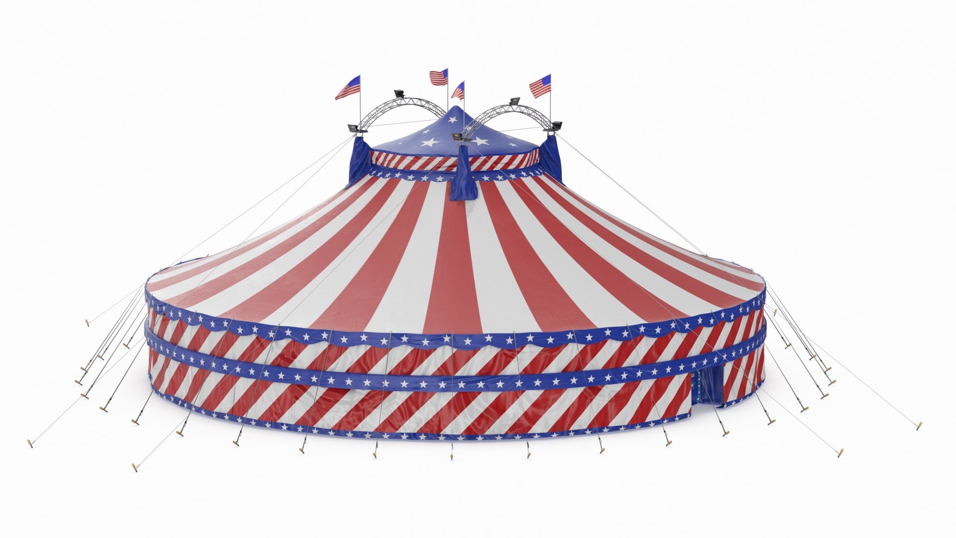 Patriotic American Circus Tent 3D model preview