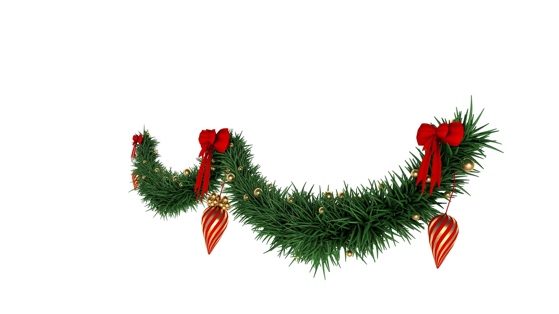 Christmas Garland With Bows 2 3D - TurboSquid 1810532