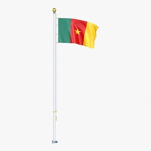3D Cameroon Flag Stand Pole Animated Loop