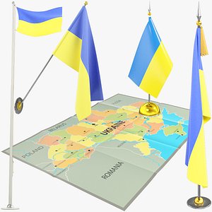 Ukrainian Flags and Map Collection V2