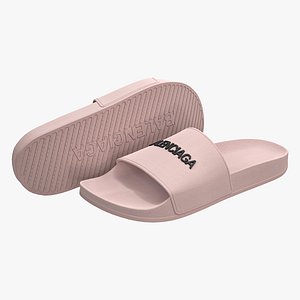 3D Balenciaga Slide Sandals Pink model